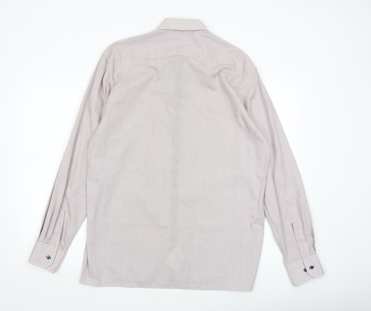 Eterna Men's Beige Check 100% Cotton Non-Iron Long Sleeve Dress Shirt L 42cm