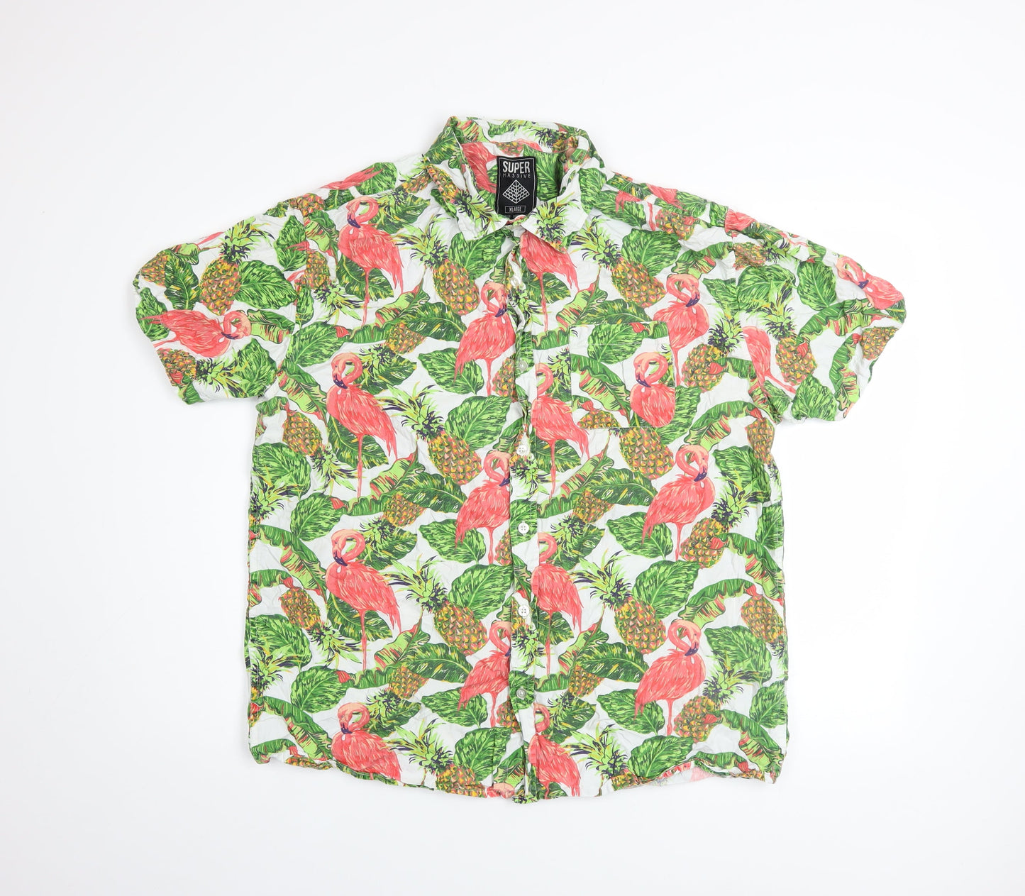 Super Massive Men's Multicoloured XL Tropical Button-Up Shirt