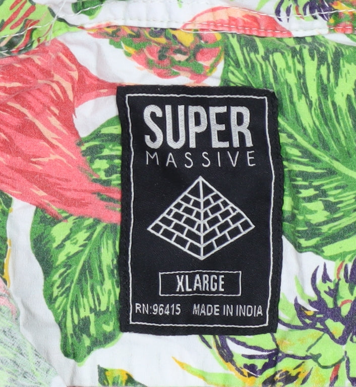 Super Massive Men's Multicoloured XL Tropical Button-Up Shirt