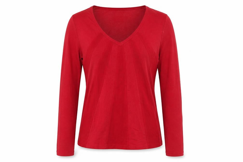 Monsoon Women's Red Long Sleeve V-Neck Cotton Top Size 8