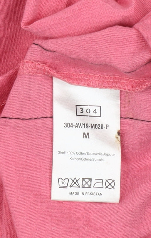 304 Men's Pink Long Sleeve Cotton Crew Neck Top M