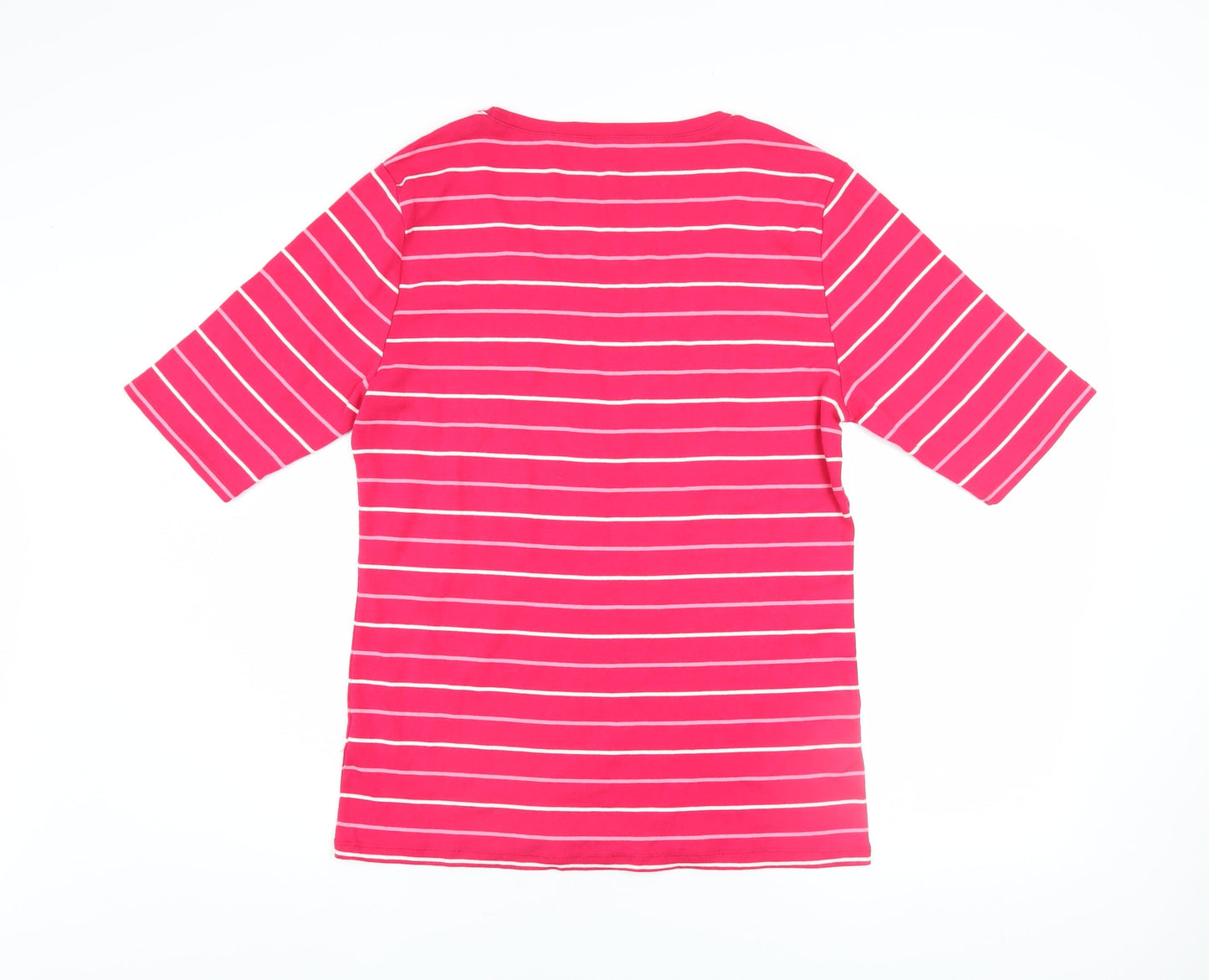 Tommy Hilfiger Women's Pink Striped Cotton T-Shirt XL
