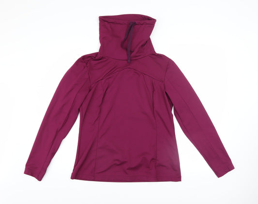 Decathlon Women Burgundy Pullover Hoodie L Polyester Drawstring Warm Top