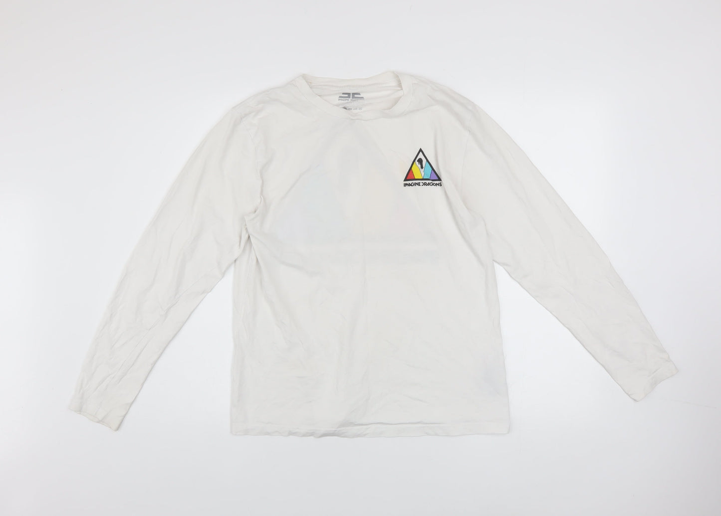Imagine Dragons White Long Sleeve Cotton Graphic T-Shirt Men Small