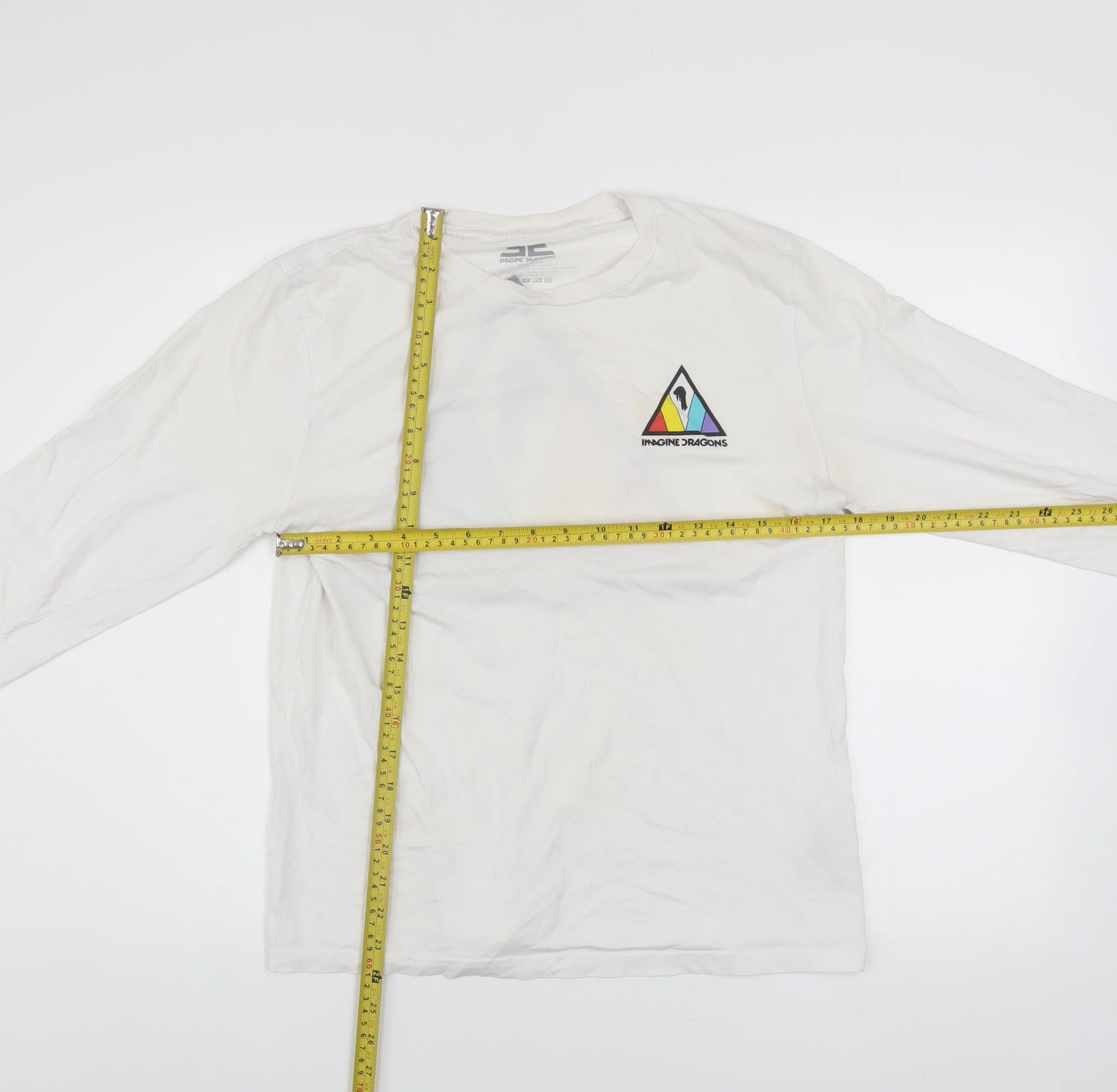 Imagine Dragons White Long Sleeve Cotton Graphic T-Shirt Men Small