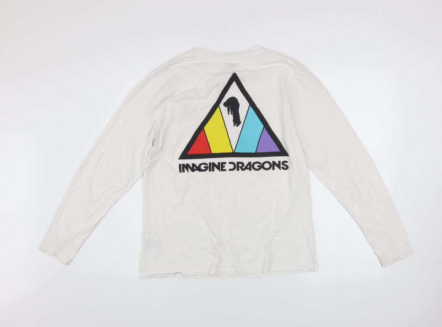 Imagine Dragons White Long Sleeve Cotton Graphic T-Shirt Men Small