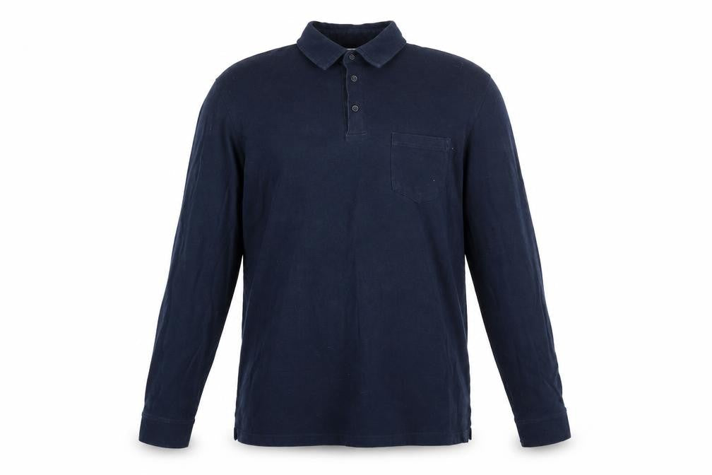 Reiss Men's Blue Long Sleeve Cotton Button-Up Polo Shirt Size M
