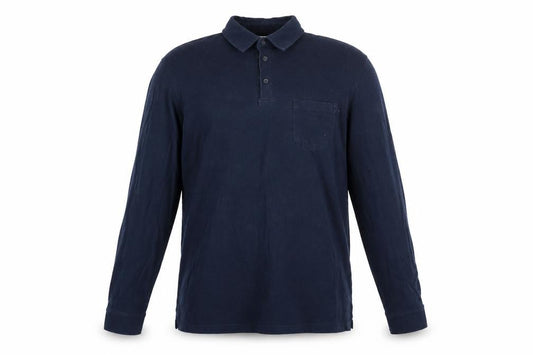 Reiss Men's Blue Long Sleeve Cotton Button-Up Polo Shirt Size M