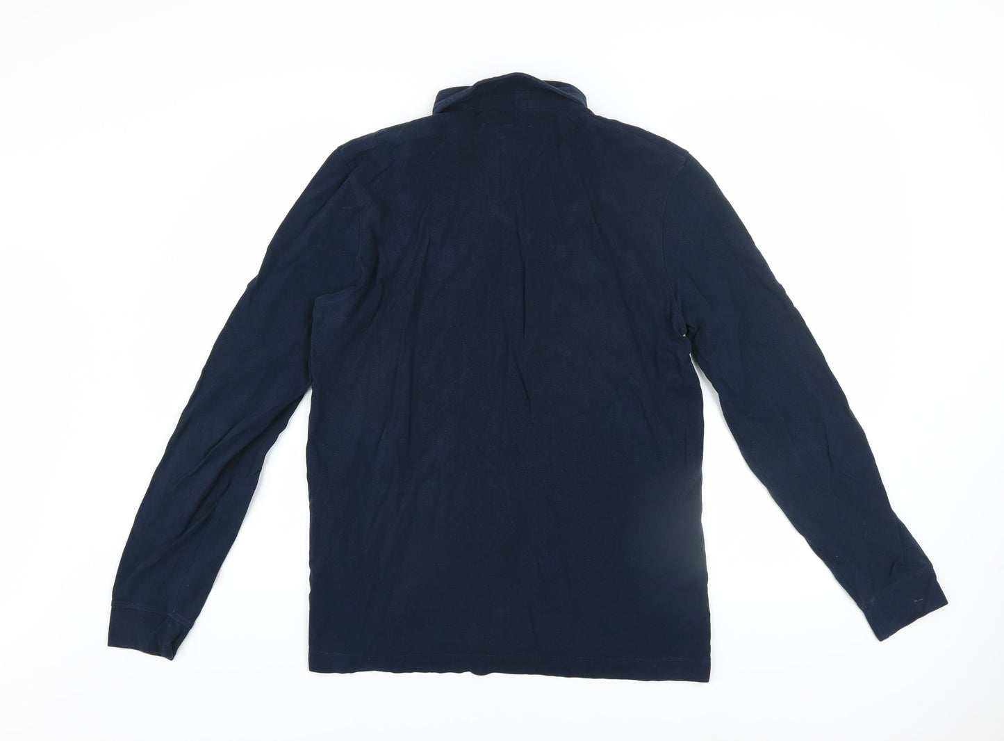Reiss Men's Blue Long Sleeve Cotton Button-Up Polo Shirt Size M