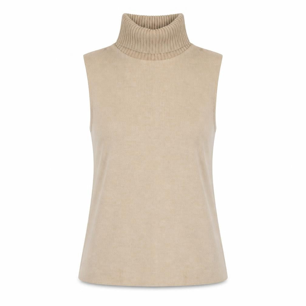 ZARA Womens Beige Sleeveless Roll Neck Vest Jumper Size S