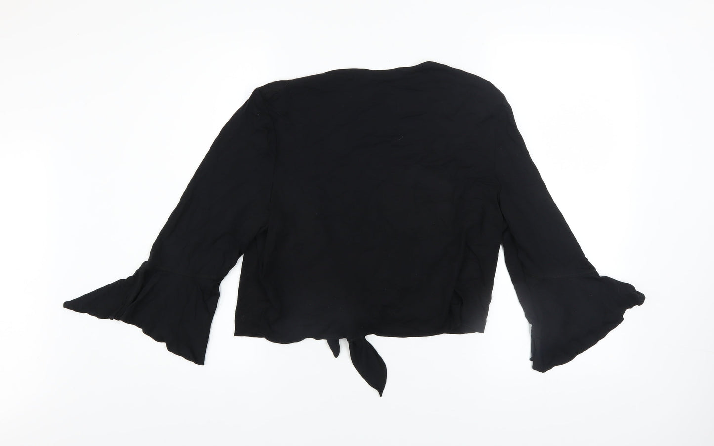 Marks and Spencer Per Una Black Viscose Tie Front Cardigan Women's Size 18L