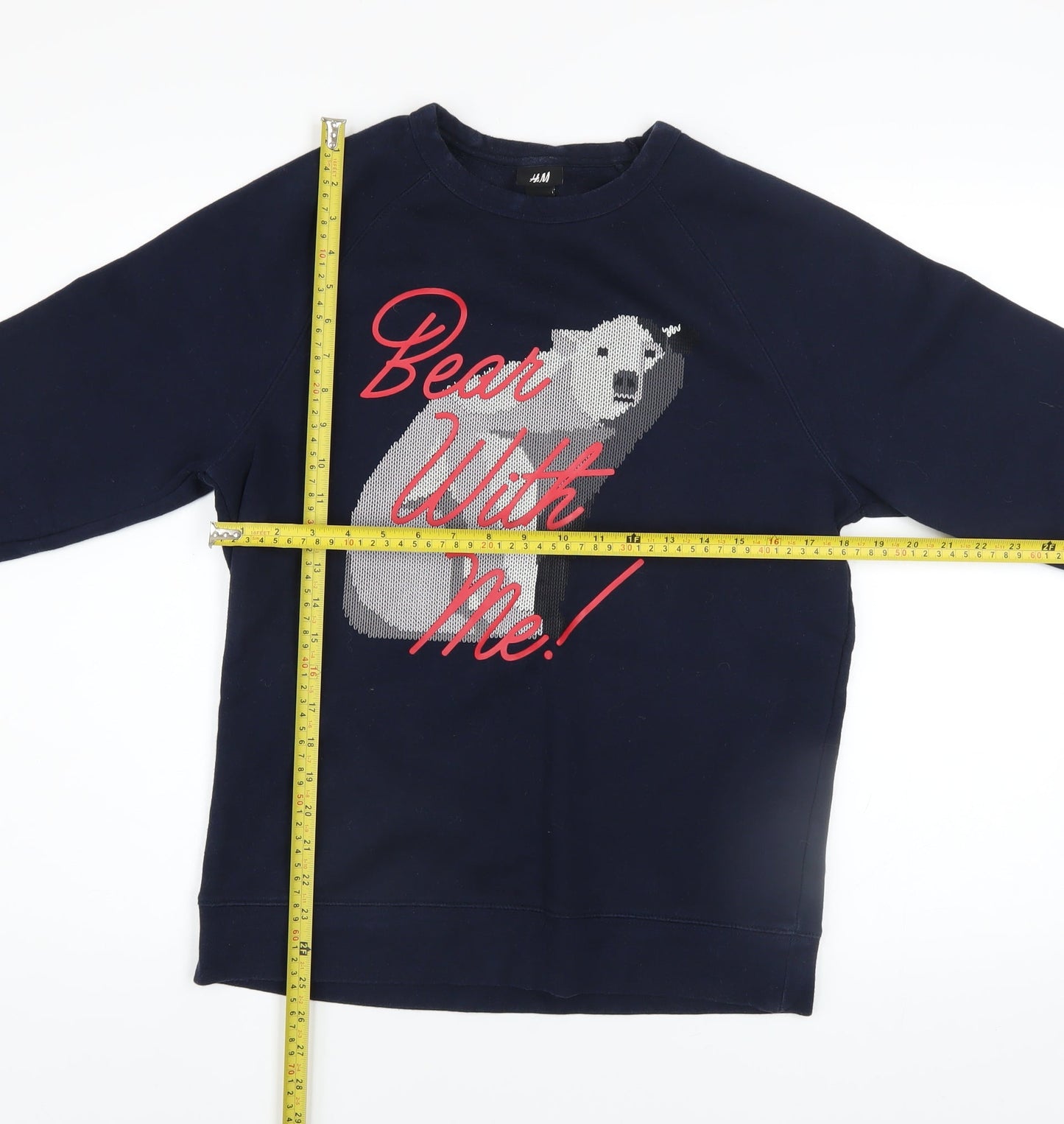 H&M Women's Navy Blue Polar Bear Graphic Pullover Sweatshirt Size Small
