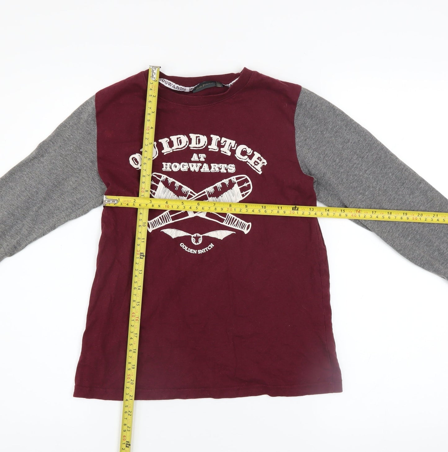 Harry Potter Boys Red Grey Long Sleeve Quidditch Pyjama Top 11-12 Years