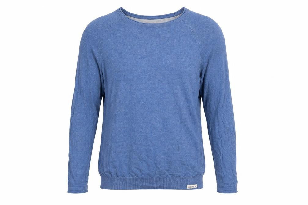 Pull & Bear Men's Blue Cotton Crew Neck Jumper Size M