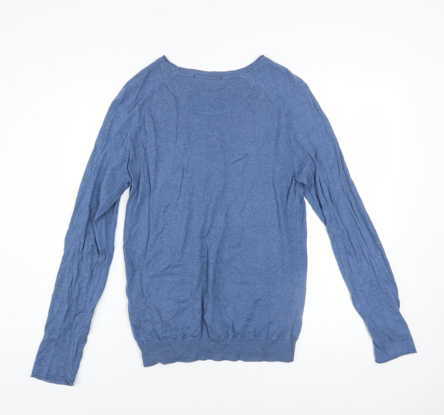 Pull & Bear Men's Blue Cotton Crew Neck Jumper Size M
