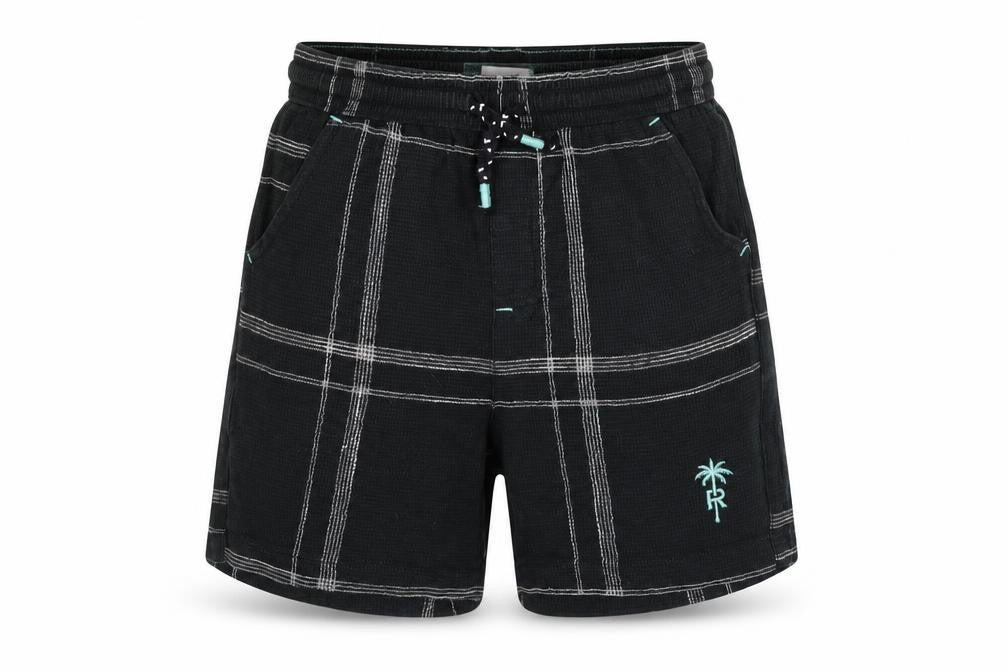 River Island Boys Black Check Sweat Shorts 5-6 Years Drawstring Waist