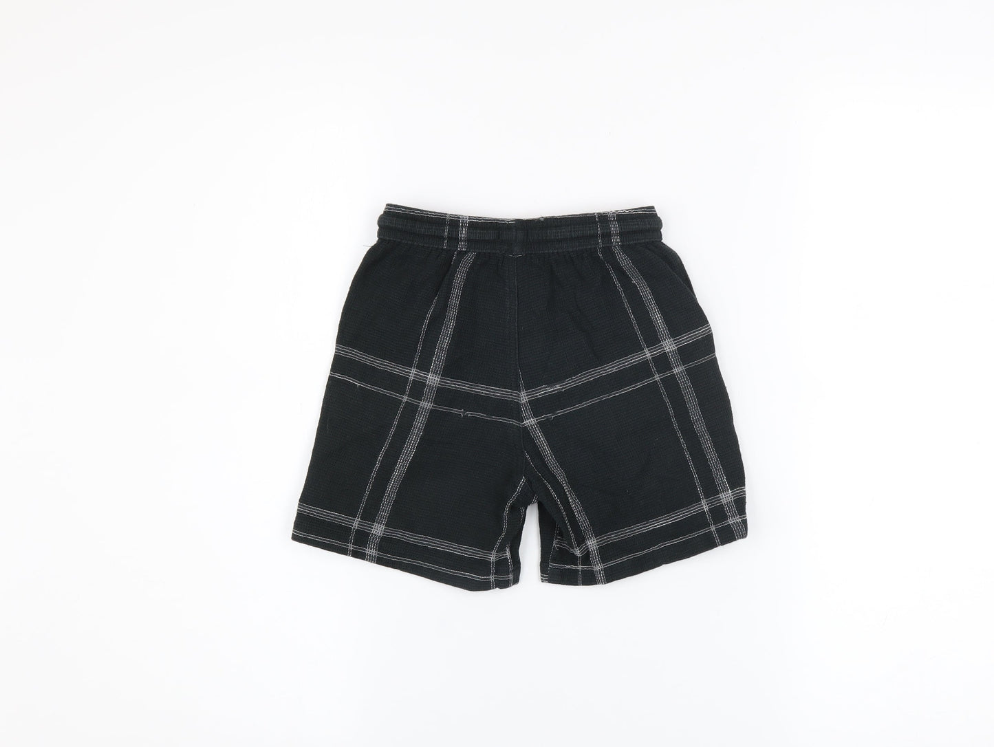 River Island Boys Black Check Sweat Shorts 5-6 Years Drawstring Waist