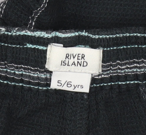 River Island Boys Black Check Sweat Shorts 5-6 Years Drawstring Waist