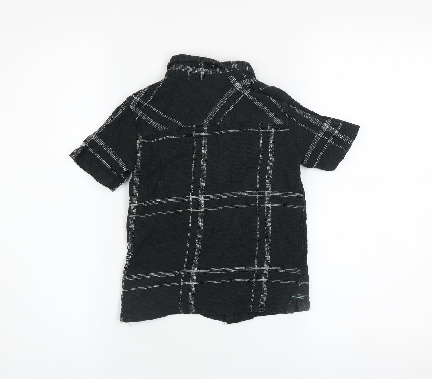 River Island Boys Black Check Button-Up Shirt 5-6 Years Cotton Casual