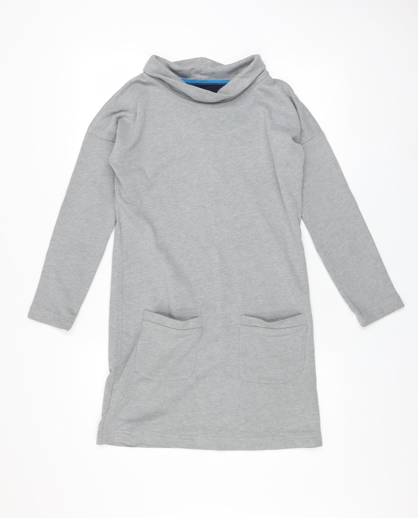 Boden Women’s Grey Long Sleeve Shift Dress Size 10 Jersey Cowl Neck