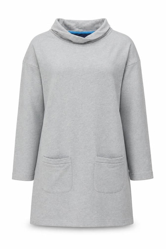 Boden Women’s Grey Long Sleeve Shift Dress Size 10 Jersey Cowl Neck