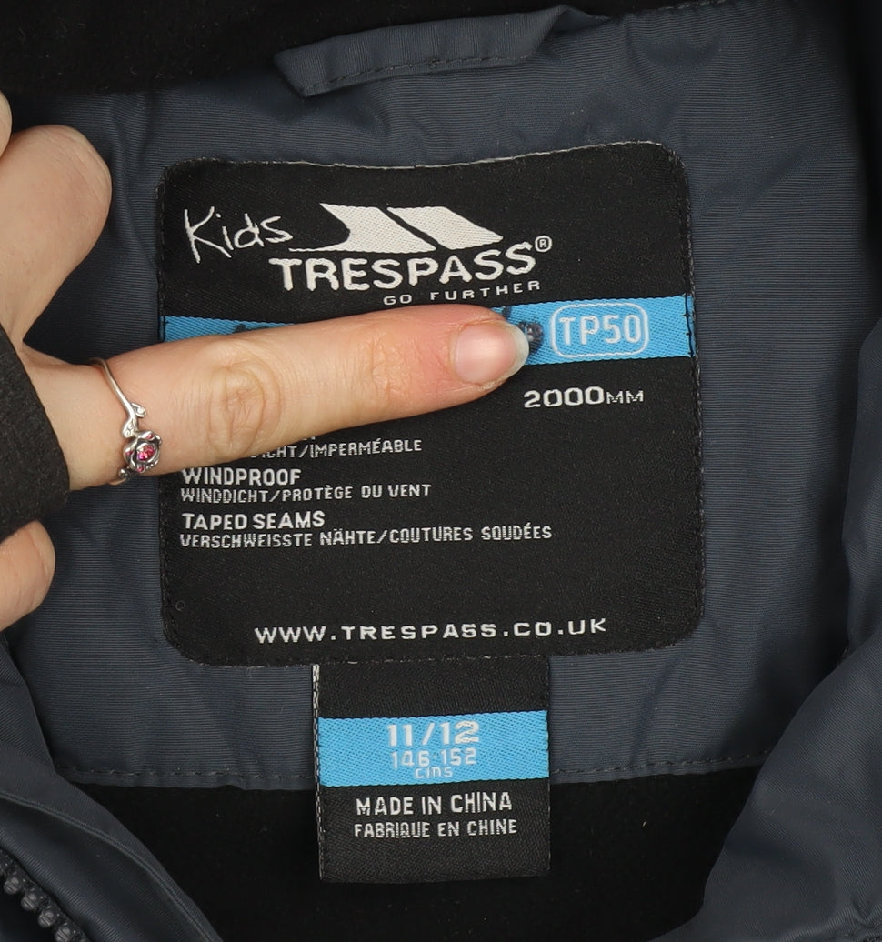 Trespass Boys Blue Ski Jacket 11-12 Years Waterproof Hooded Winter Coat