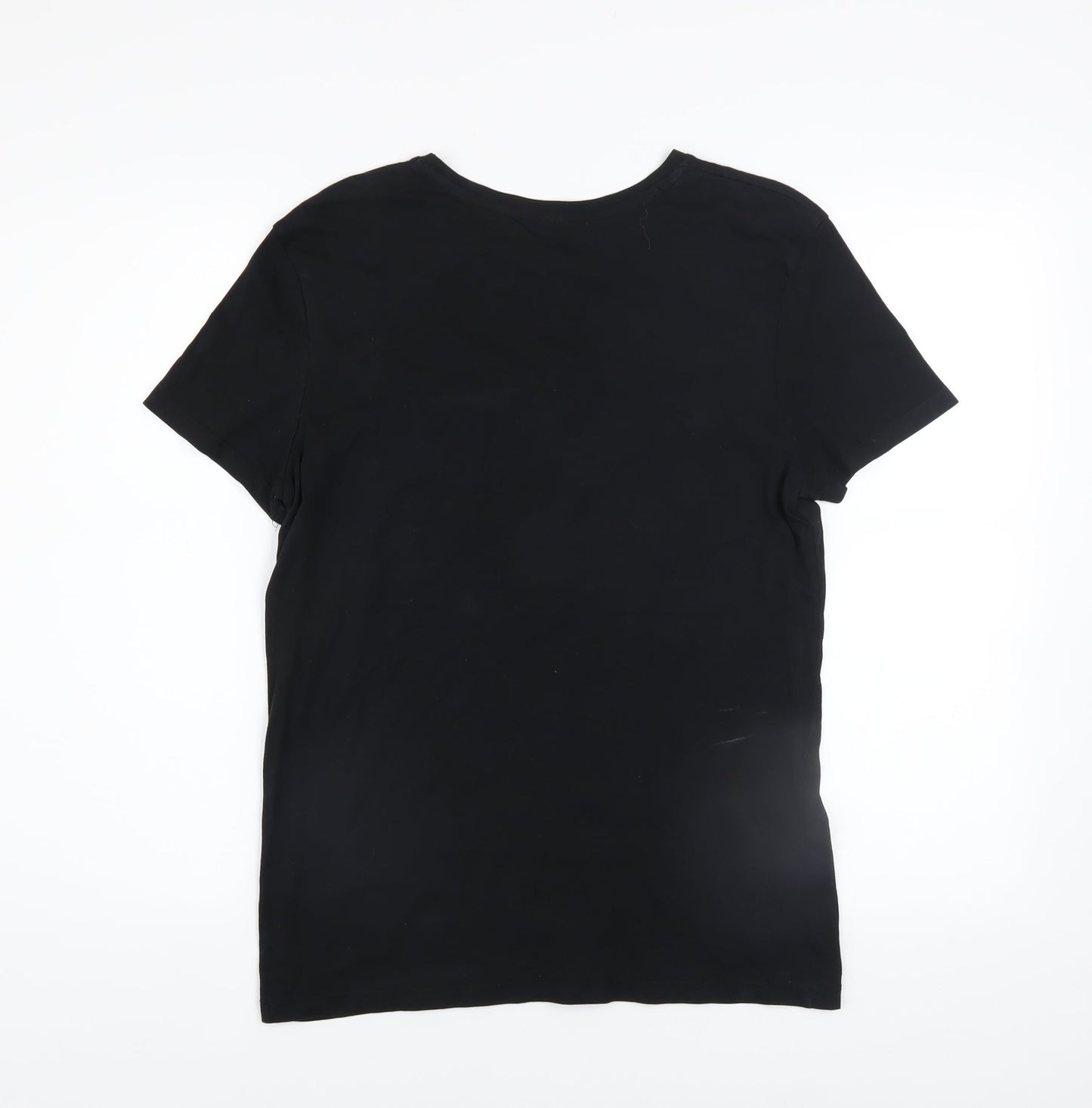 Zara Women's Black Beaded Rose T-Shirt Size S Short Sleeve Cotton