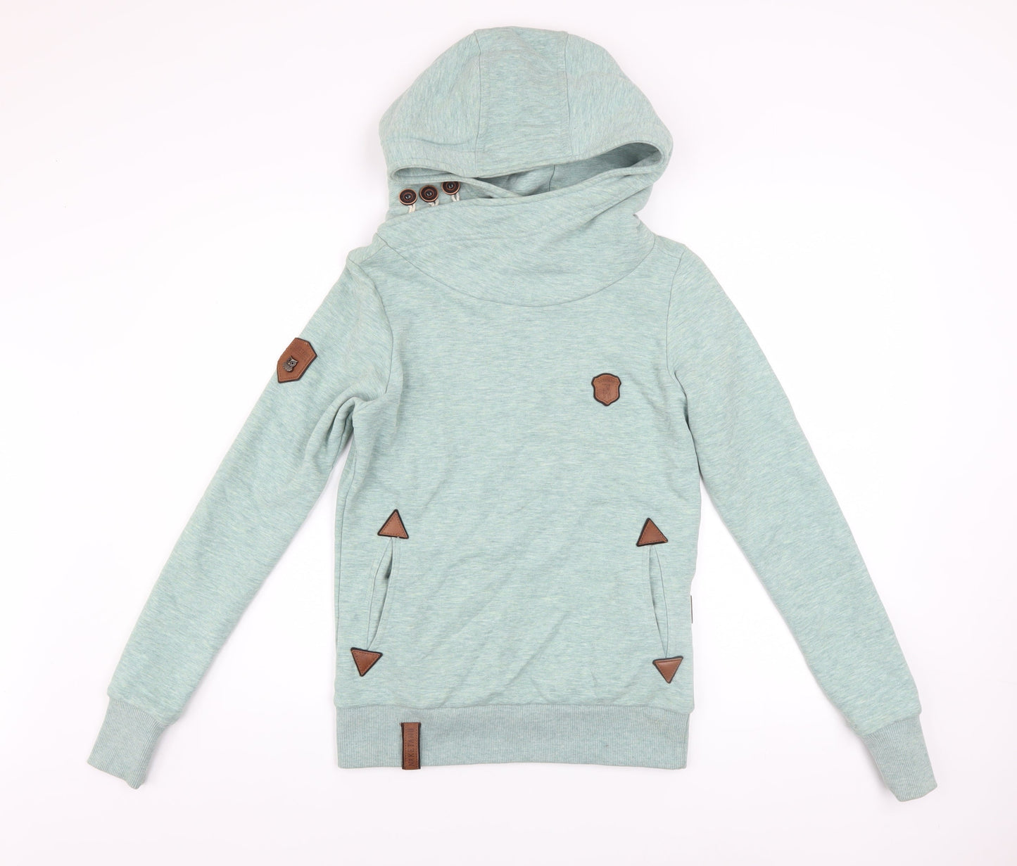 Naketano Women’s Green Hoodie Small Cotton Blend Funnel Neck