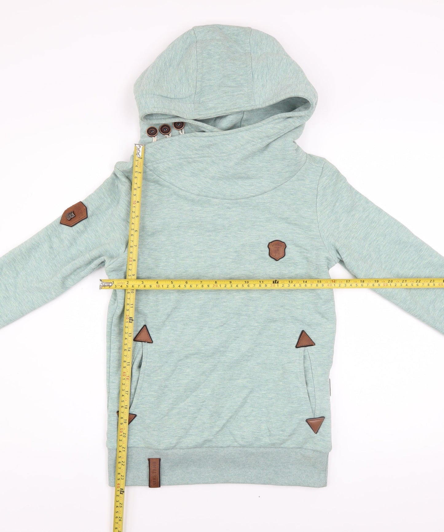 Naketano Women’s Green Hoodie Small Cotton Blend Funnel Neck