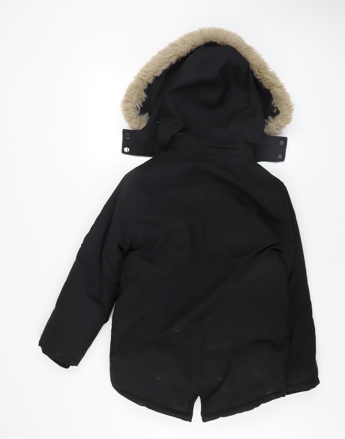 Setty Koop Girls Black Faux Fur Trim Lined Parka Coat 14 Years Winter Warm