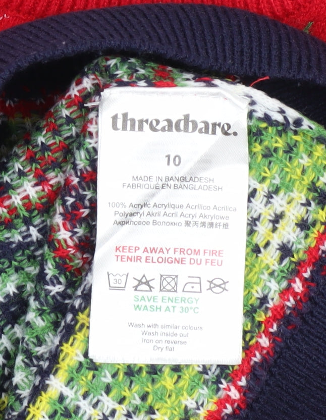 Threadbare Women's Multicoloured Christmas Fair Isle Jumper Size 10