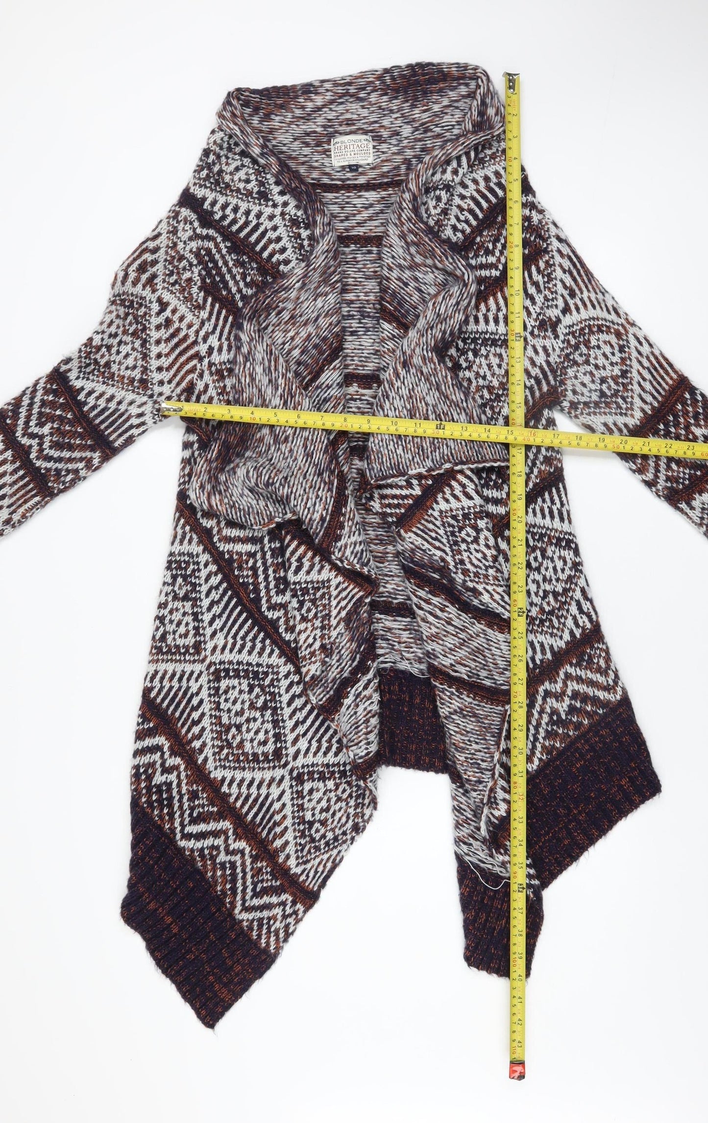 Blonde Heritage Women's Multicoloured Aztec Knit Cardigan Size 10