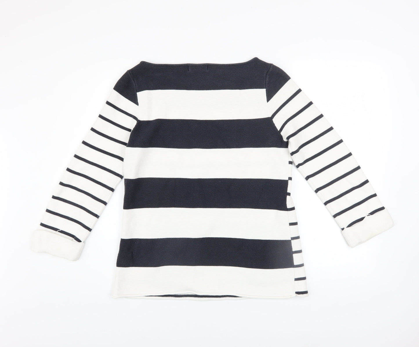 Mint Velvet Women’s Blue Striped Cotton Boat Neck Jumper Size 12