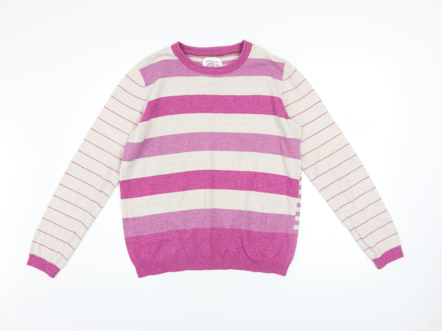 Mantaray Women’s Pink Striped Crew Neck Jumper Size 12