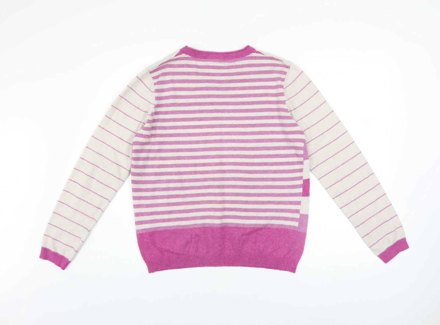 Mantaray Women’s Pink Striped Crew Neck Jumper Size 12