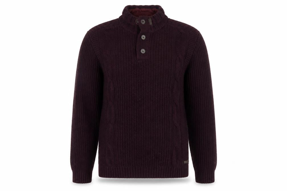 Ted Baker Mens Purple Cable-Knit Henley Jumper Size XL