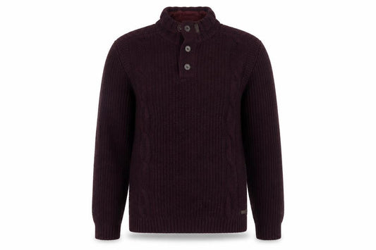 Ted Baker Mens Purple Cable-Knit Henley Jumper Size XL