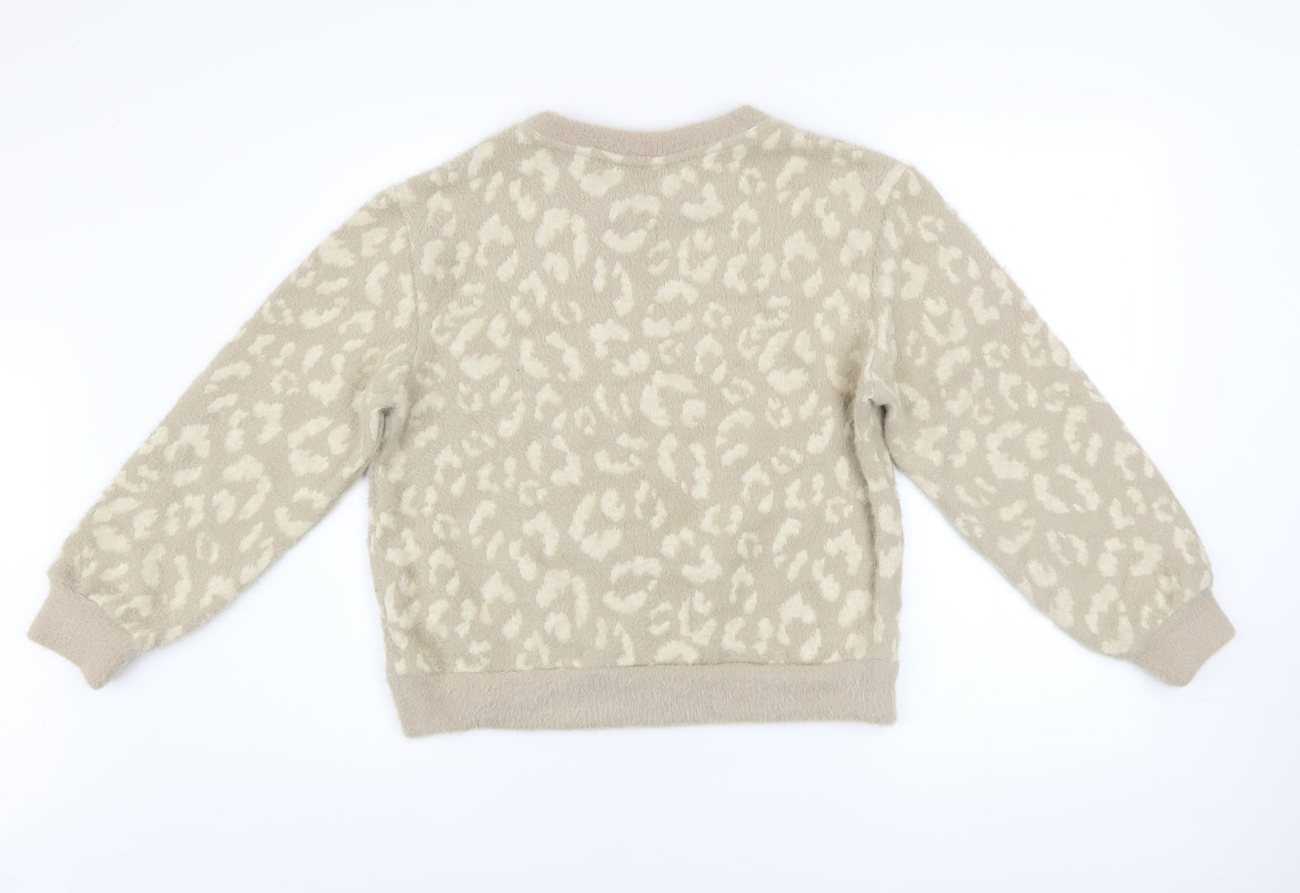 Marks and Spencer Women Beige Animal Print Pullover Jumper XS