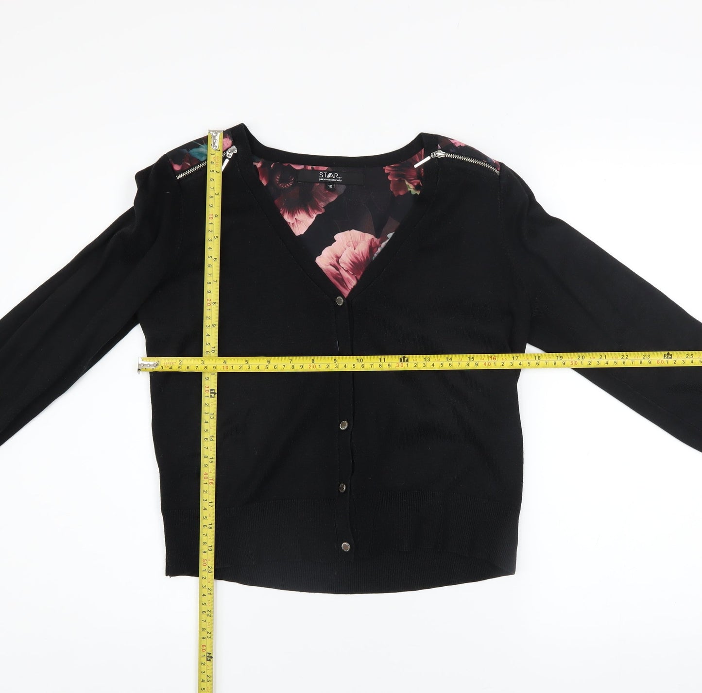 Star by Julien Macdonald Women's Black Floral Zip Cardigan Size 12