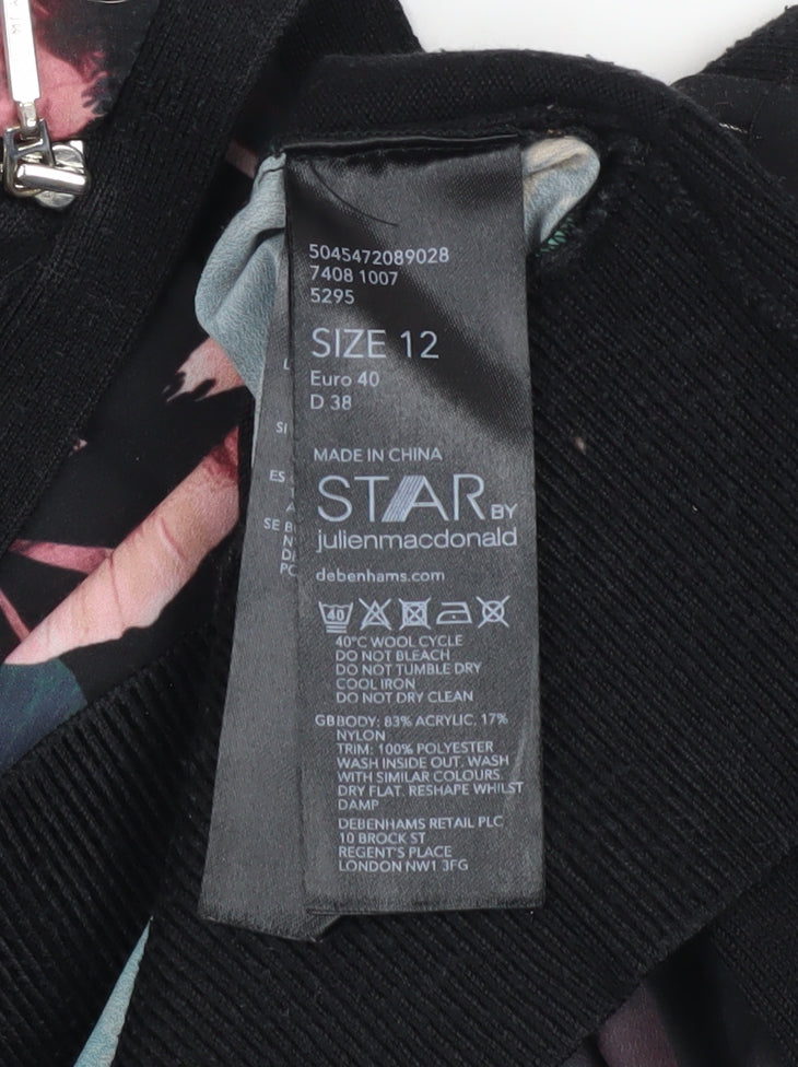 Star by Julien Macdonald Women's Black Floral Zip Cardigan Size 12