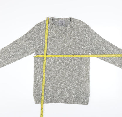 Marks & Spencer Men's Grey Cotton Crew Neck Jumper Size S