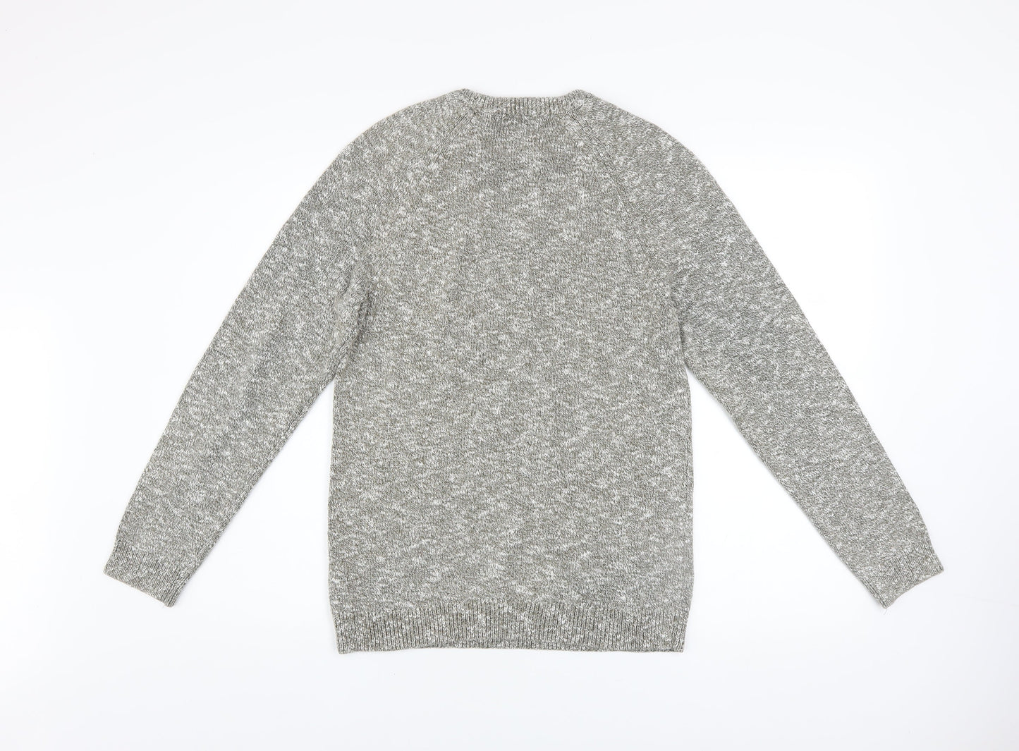 Marks and Spencer Men's Grey Cotton Crew Neck Jumper Size S