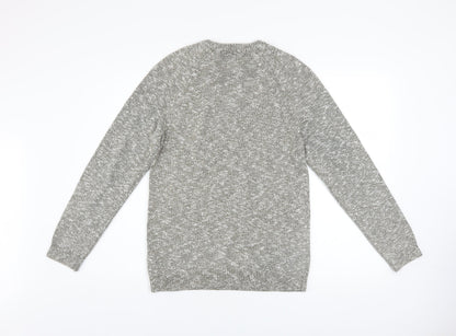 Marks & Spencer Men's Grey Cotton Crew Neck Jumper Size S