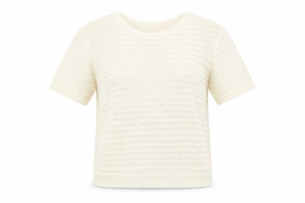 Country Casuals Women’s Ivory Knit Short Sleeve Top Size L