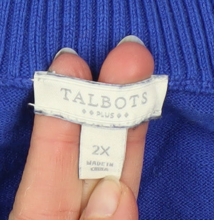 Talbots Men Blue Fair Isle 2XL Half Zip Knit Jumper