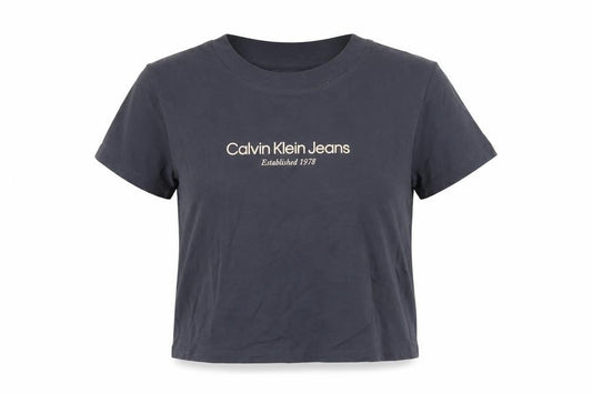 Calvin Klein Jeans Women's Black XS Cropped Cotton T-Shirt