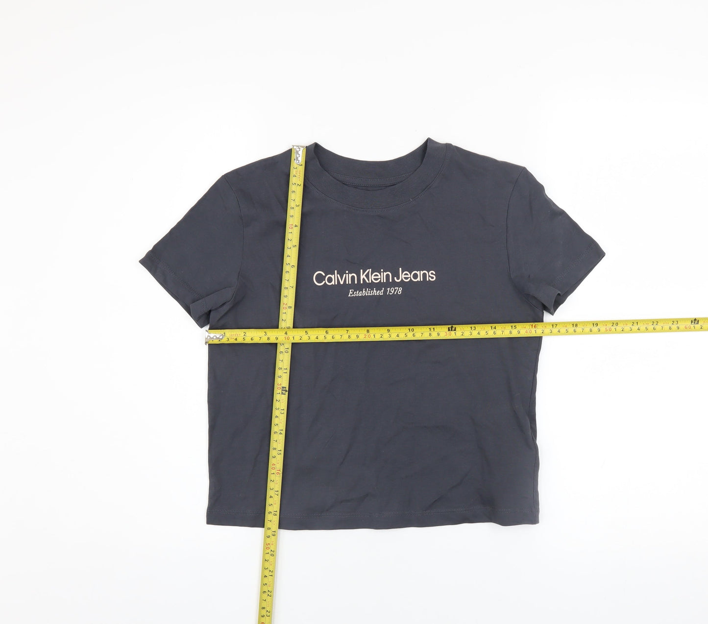 Calvin Klein Jeans Women's Black XS Cropped Cotton T-Shirt