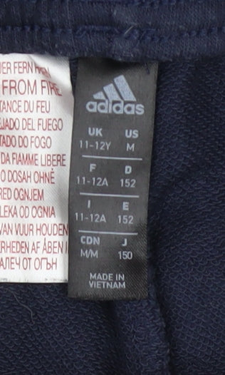 Adidas Boys Blue 11-12 Years Jogger Activewear Trousers with Side Stripes