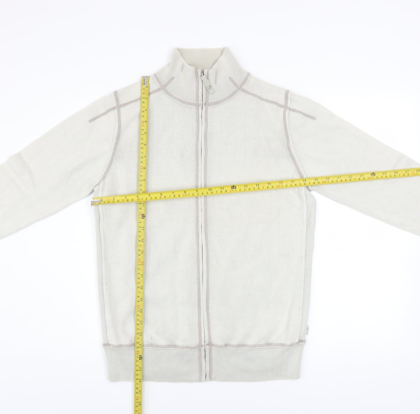 Next Men's Beige Cotton Full Zip Basic Jacket Size Small