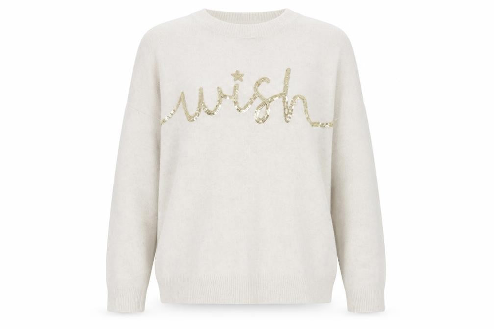 Marks & Spencer Women’s Ivory Sequin ‘Wish’ Pullover Jumper XL